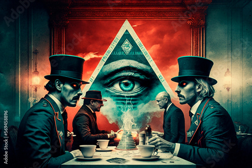 Conspiracy against humanity. Conspirology. Secret societies. Shadow government. AI generation