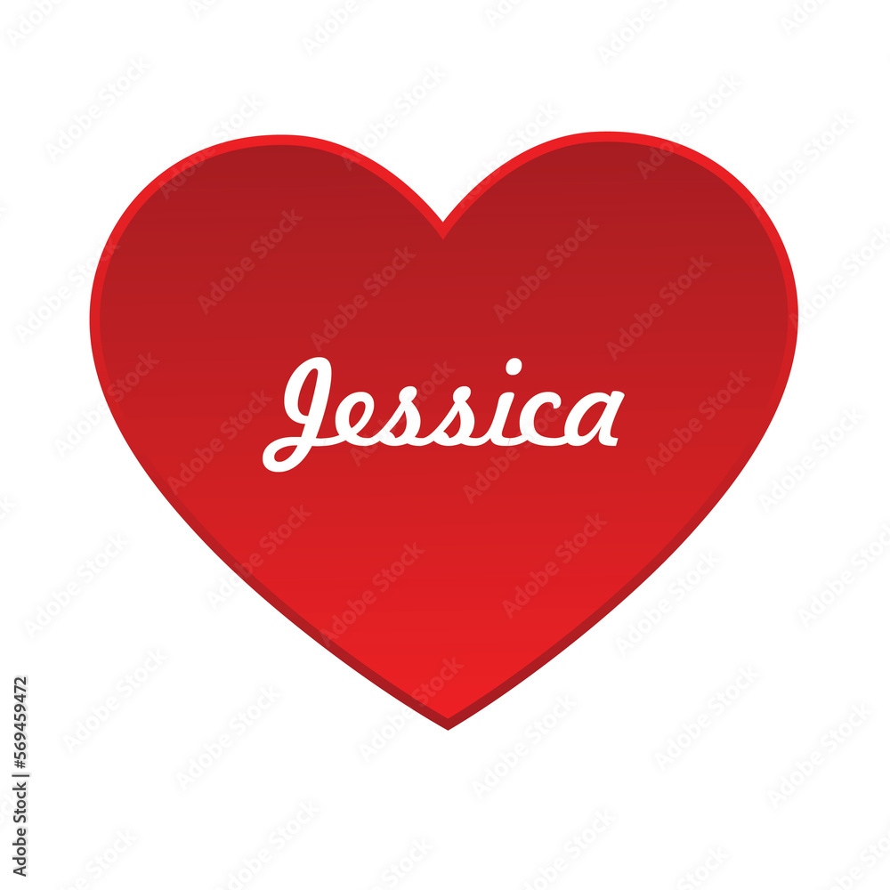 red heart with the name jessica