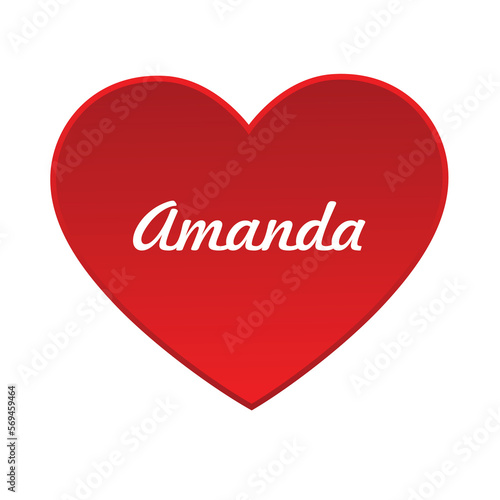 red heart with the name amanda photo