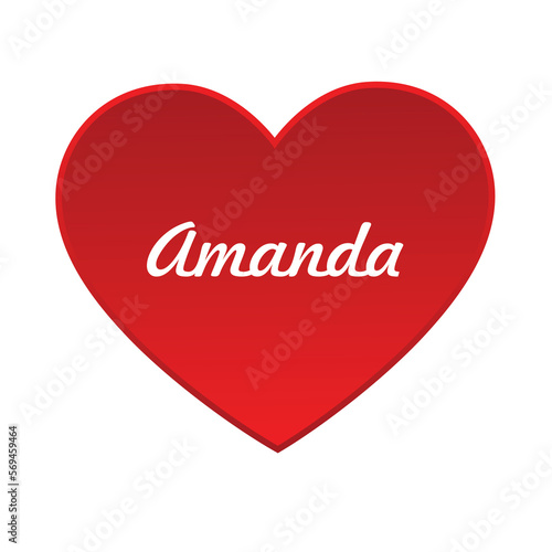 red heart with the name amanda