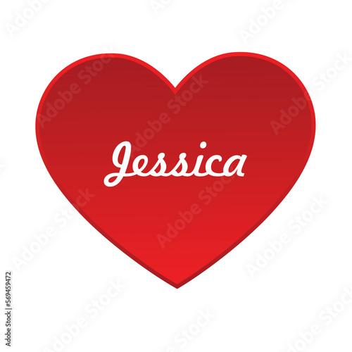 red heart with the name jessica