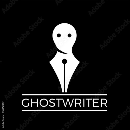 Vector sign ghostwriter. Fountain pen and ghost. Shadow writer concept