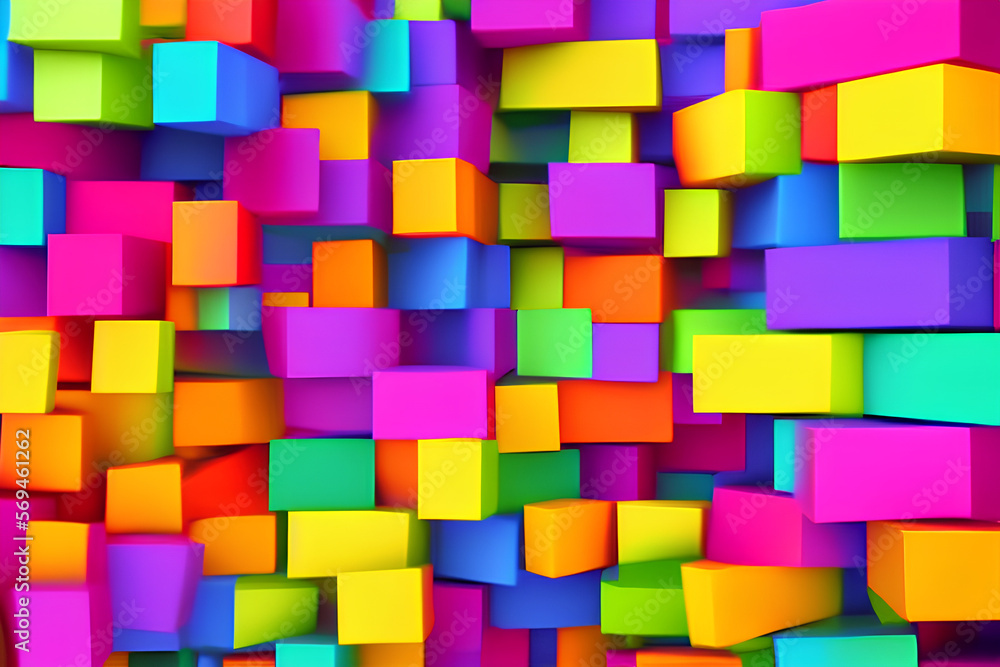Rainbow of colorful blocks abstract background - 3d render
Rainbow of colorful blocks abstract background - 3d render