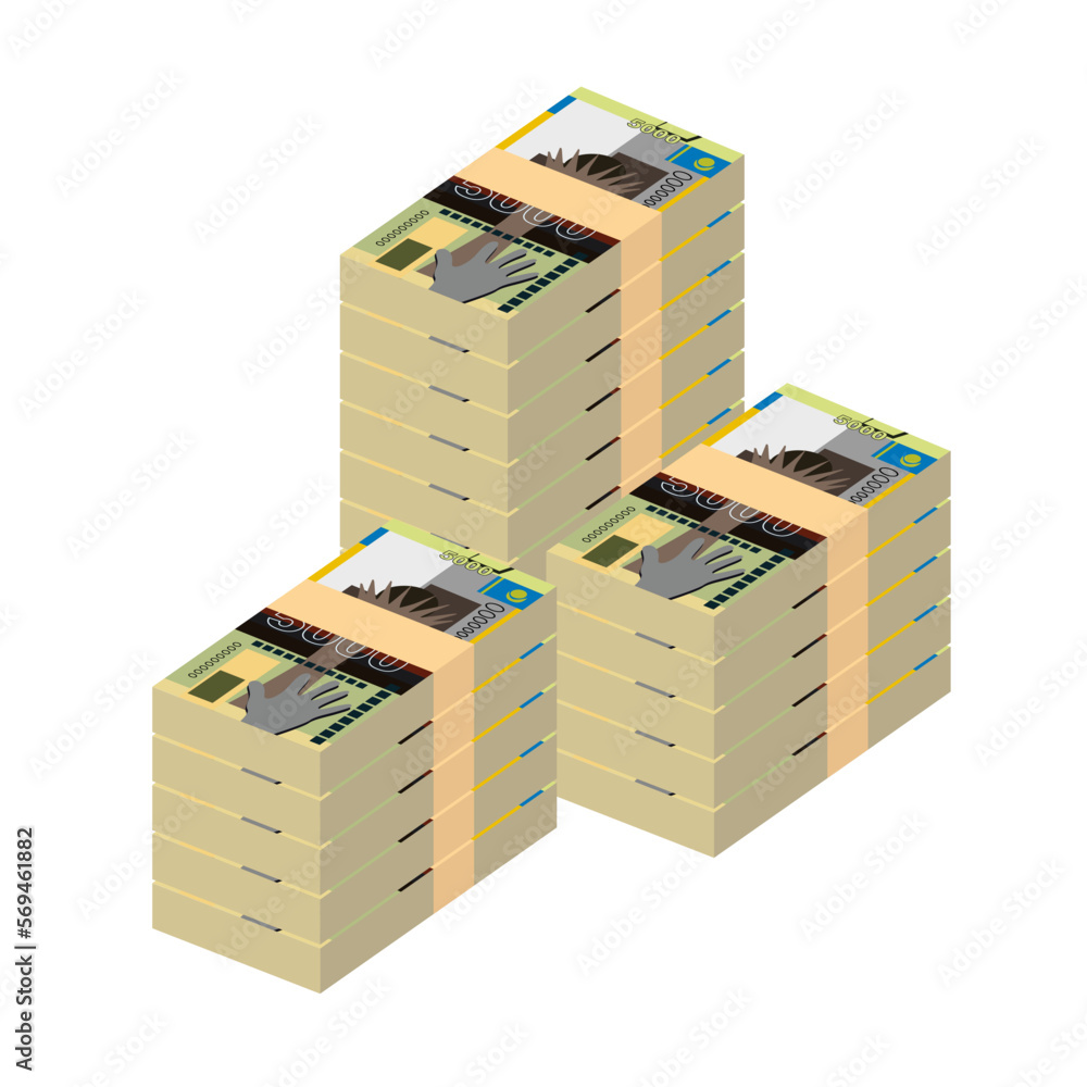 Kazakh Tenge Vector Illustration. Kazakhstan money set bundle banknotes. Paper money 5000 KZT. Flat style. Isolated on white background. Simple minimal design. Kazakh Tenge Vector Illustration. Kazakhstan money set bundle banknotes. Paper money 5000 KZT. Flat style. Isolated on white background. Simple minimal design.