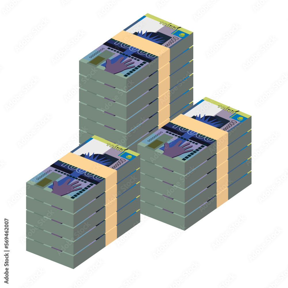 Kazakh Tenge Vector Illustration. Kazakhstan money set bundle banknotes. Paper money 10000 KZT. Flat style. Isolated on white background. Simple minimal design. Kazakh Tenge Vector Illustration. Kazakhstan money set bundle banknotes. Paper money 10000 KZT. Flat style. Isolated on white background. Simple minimal design.