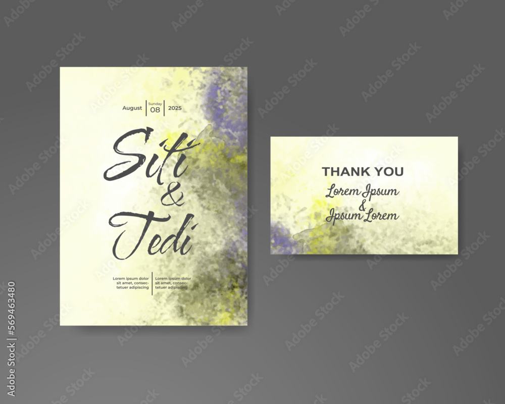 Wedding invitation with abstract watercolor background Wedding invitation with abstract watercolor background