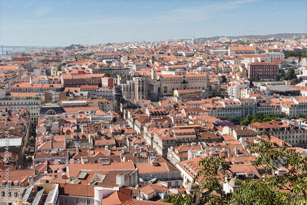 View over the roofs and Carmo Convent of Lisbon, Portugal View over the roofs and Carmo Convent of Lisbon, Portugal