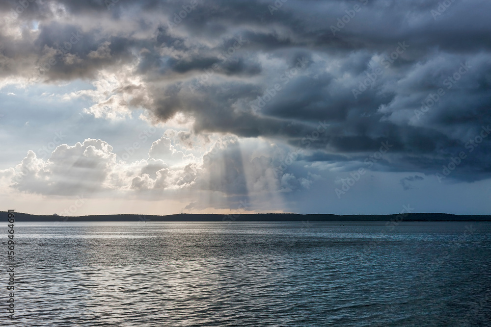 Scenic view of sea against cloudy sky, La punta, Cienfuegos, Cuba Scenic view of sea against cloudy sky, La punta, Cienfuegos, Cuba