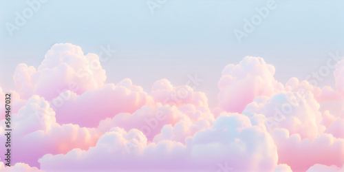 Sweet sky background with clouds. Generative AI.