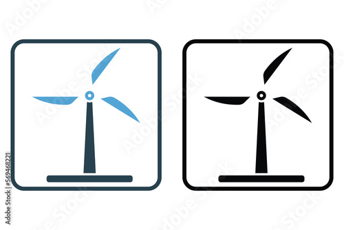 Wind power icon illustration. icon related to ecology, renewable energy. Solid icon style. Simple vector design editable