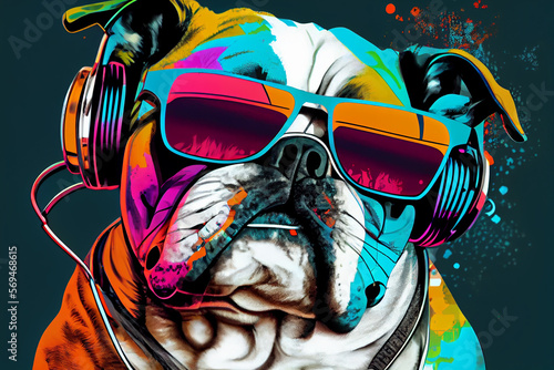 Pop Art Bulldog: A Colorful and Unique Digital Artwork © Arthur Kattowitz