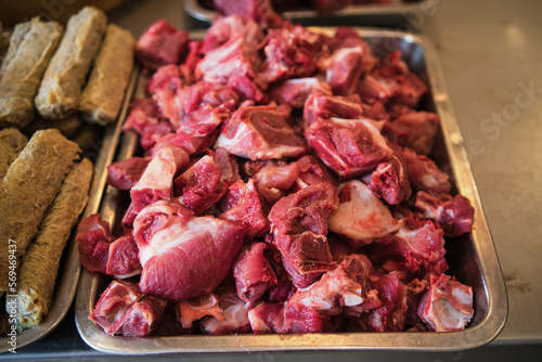 fresh pork in tangerang old market. (Pasar Lama  Tangerang) photo