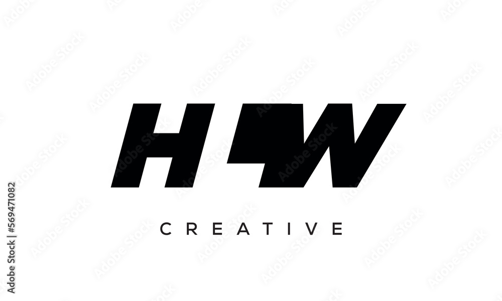 HLW letters negative space logo design. creative typography monogram vector