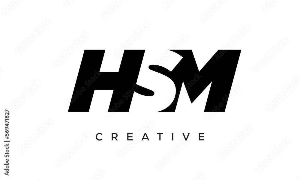 HSM letters negative space logo design. creative typography monogram vector