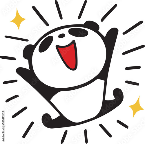 かわいいシンプルパンダ　感激バンザイポーズ