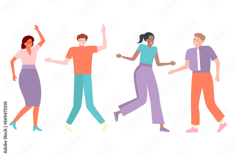 Modern people dance. Flat vector illustration. Modern people dance. Flat vector illustration.