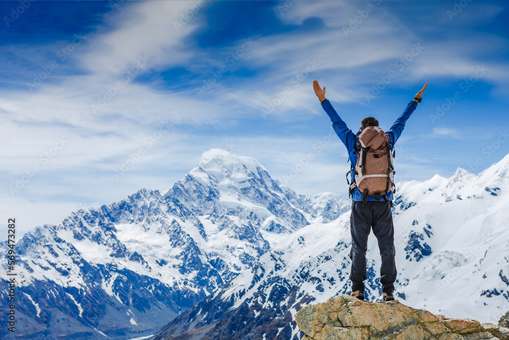 Man hiking with heavy backpack. Alone into the wild Man hiking with heavy backpack. Alone into the wild