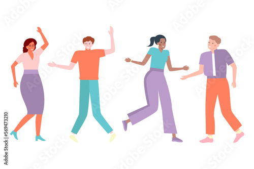 Modern people dance. Flat vector illustration.