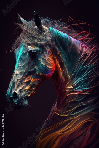 Abstract horse portrait, Generative AI
