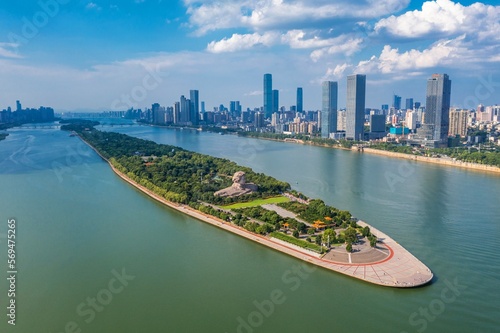 Aerial changsha xiangjiang j and coastal scenery photo