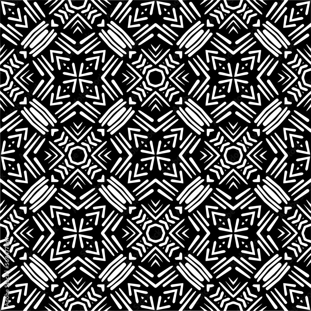 Vector geometric ornament in ethnic style. Seamless pattern with abstract shapes,Black and white color. Repeating pattern for decor, textile and fabric. Vector geometric ornament in ethnic style. Seamless pattern with abstract shapes,Black and white color. Repeating pattern for decor, textile and fabric.