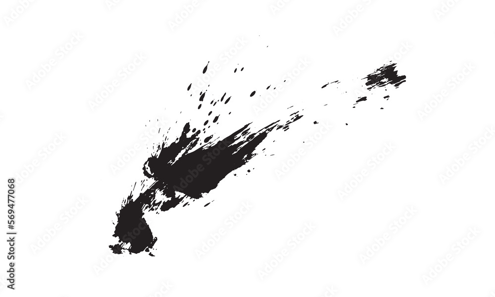 Abstract ink Black Splash Background black watercolor splash isolated on white	
