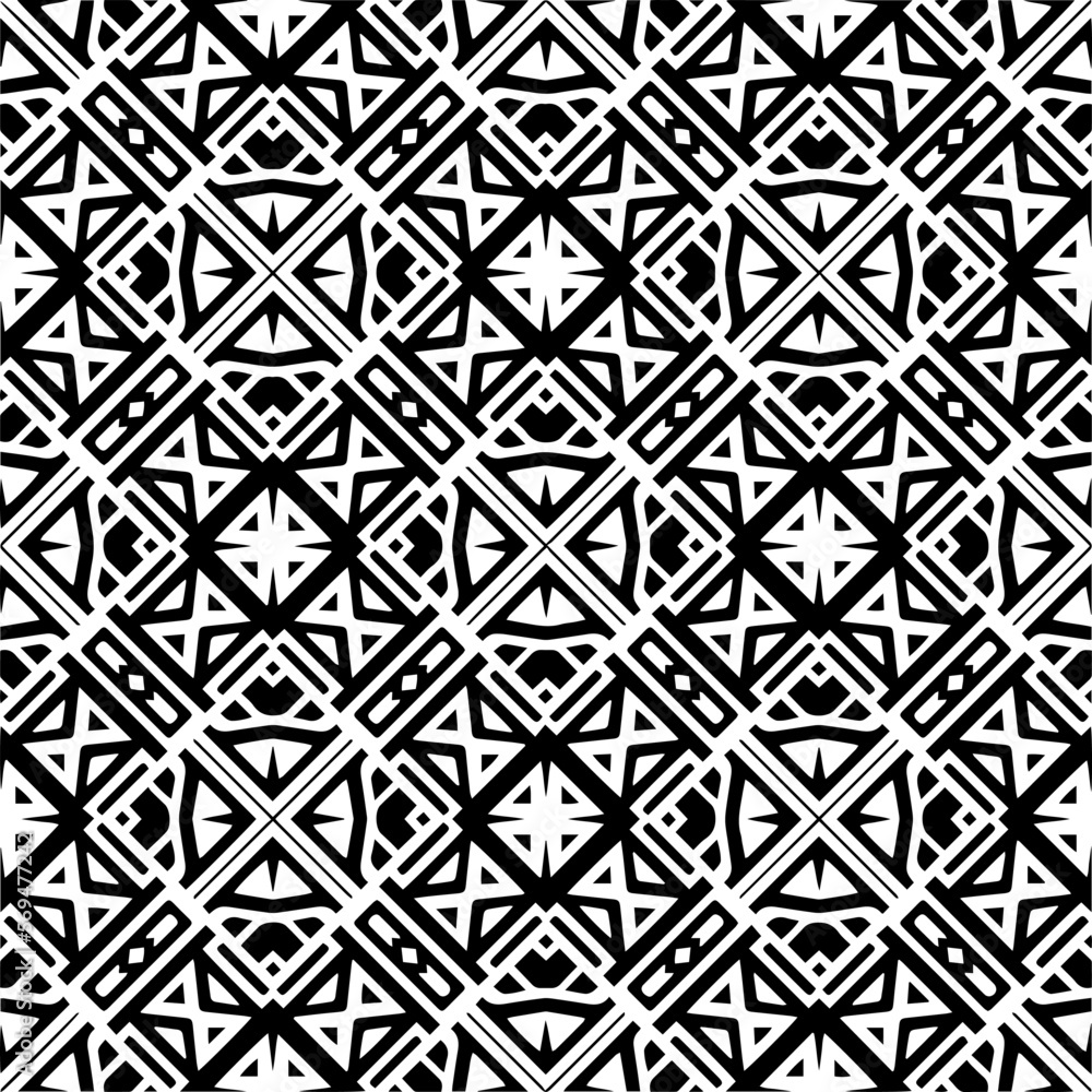 Vector geometric ornament in ethnic style. Seamless pattern with abstract shapes,Black and white color. Repeating pattern for decor, textile and fabric. Vector geometric ornament in ethnic style. Seamless pattern with abstract shapes,Black and white color. Repeating pattern for decor, textile and fabric.