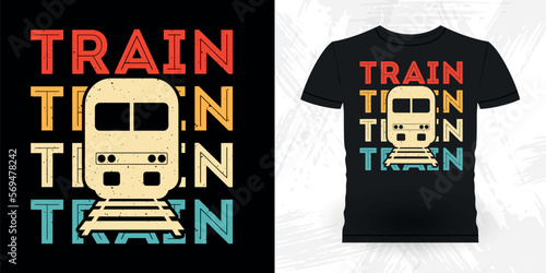 Train Station Retro Vintage Train T-shirt Design
