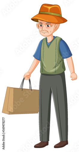 Senior man holding shopping bag