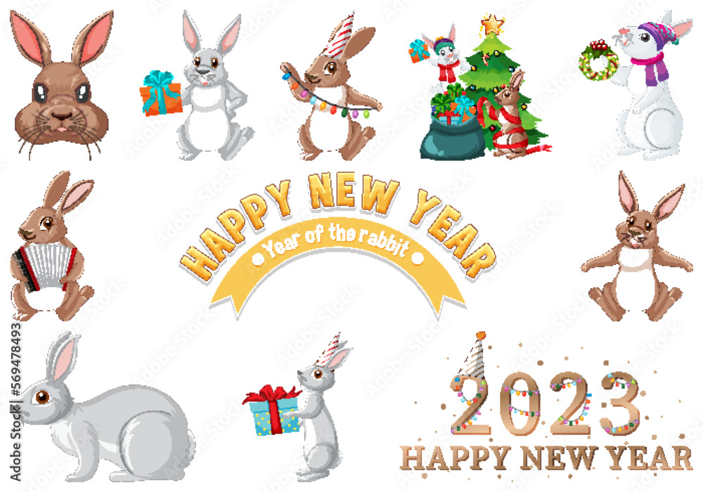 Set of 2023 new year element icon Set of 2023 new year element icon
