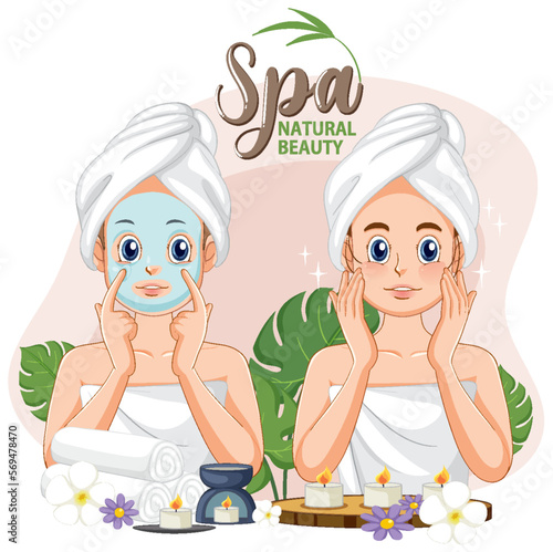 Spa woman applying facial mask