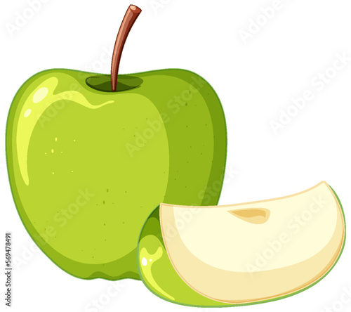 Green apple fruit cartoon isolated