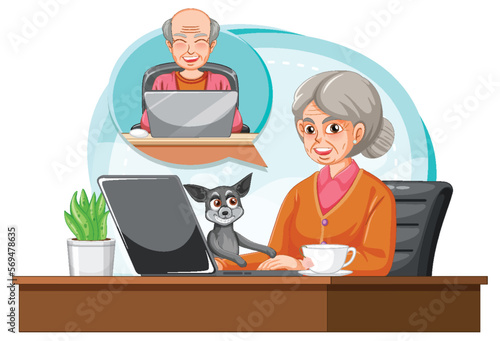 Senior woman using laptop at home