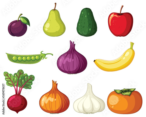 Set of fruits cartoon