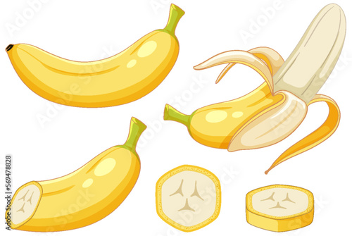 Set of banana fruit cartoon