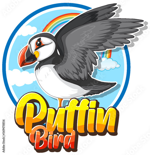Puffin bird logo with carton character