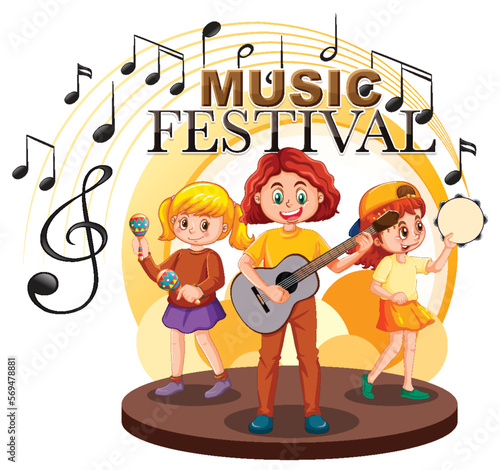 Kids music band cartoon character
