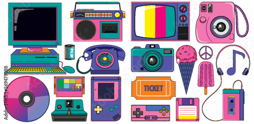 Set of retro 90s object
