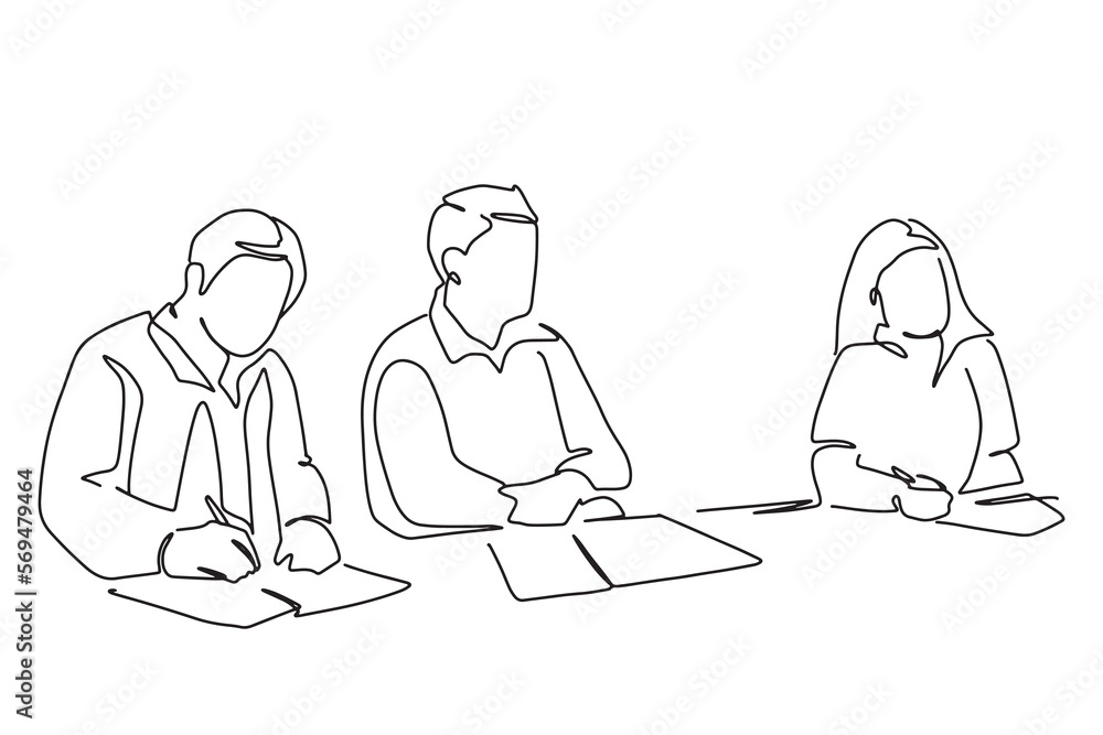 continuous line drawing of a standing team of professionals, a vector illustration of a business concept. continuous line drawing of a standing team of professionals, a vector illustration of a business concept.
