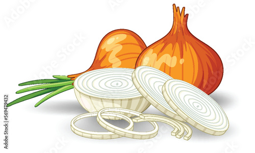 Whole of onion and sliced