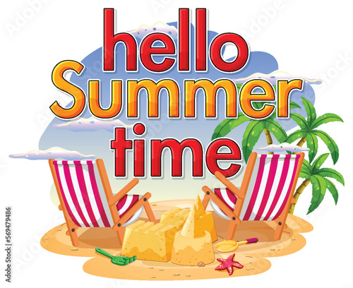 Hello summer time logo template