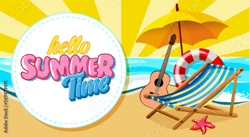 Hello summer time banner template