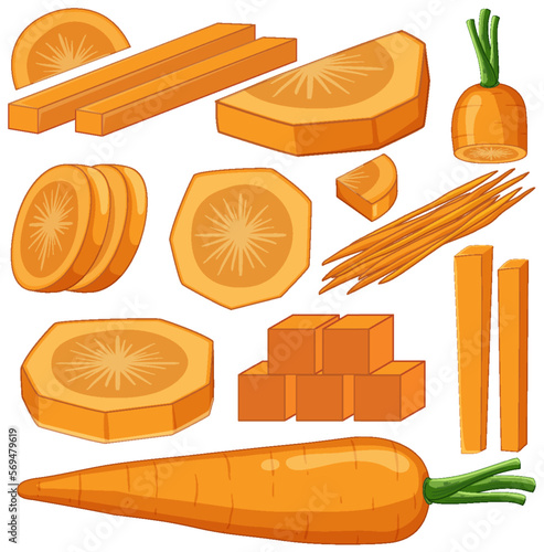 Set of carrot cartoon isolated