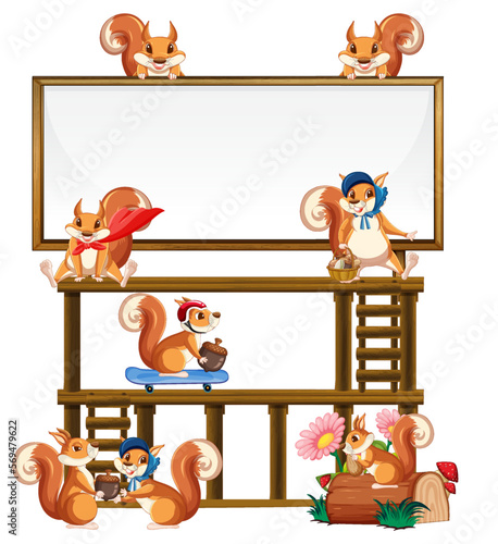 Squirrel with empty signboard