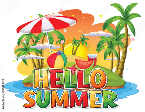 Hello summer logo template
