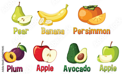 Set of fruits cartoon