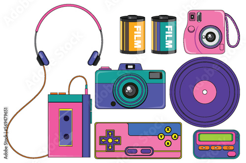 Retro device objects and elements set