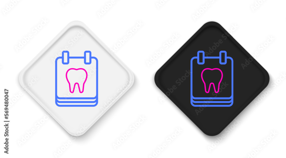 Line Calendar with tooth icon isolated on white background. International Dentist Day, March 6. March holiday calendar. Colorful outline concept. Vector Line Calendar with tooth icon isolated on white background. International Dentist Day, March 6. March holiday calendar. Colorful outline concept. Vector