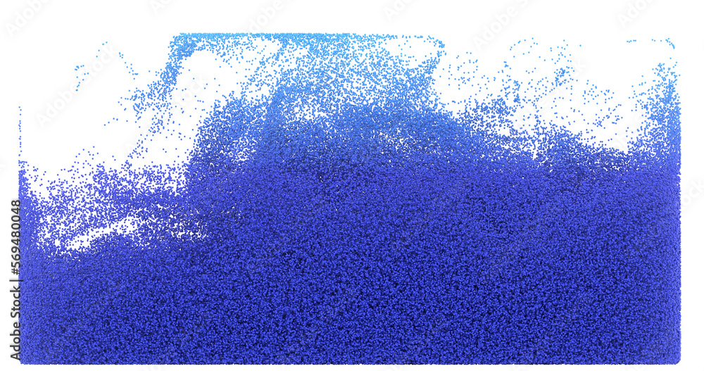 fluid from a system of particles. 3D illustration and rendering.