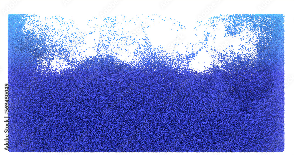 fluid from a system of particles. 3D illustration and rendering.